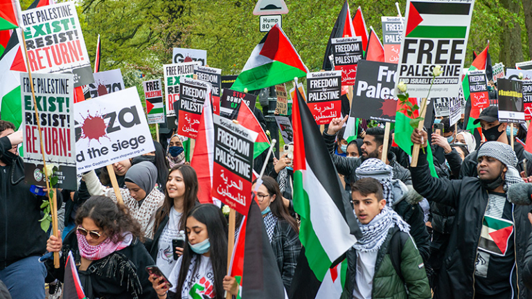 Palestinian activists protest — anti-Israel demonstration