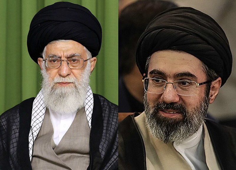 Ali Khamenei and his son Mojtaba Khamenei, Supreme Leaders of the Islamic Republic of Iran