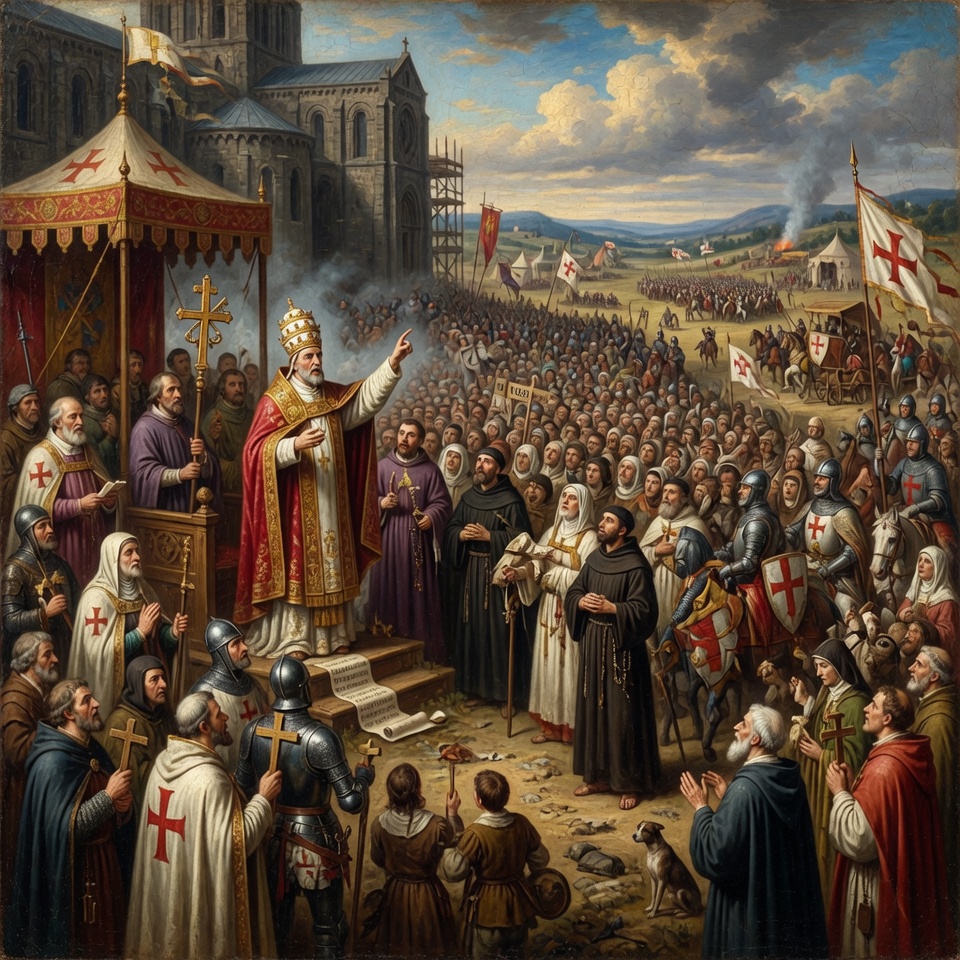 Pope Urban II at the Council of Clermont 1095